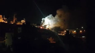 به آتش کشیدن یک برج نظامی اسرائیلی در الخلیل