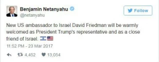 Netanyahu welcomes Friedman confirmation