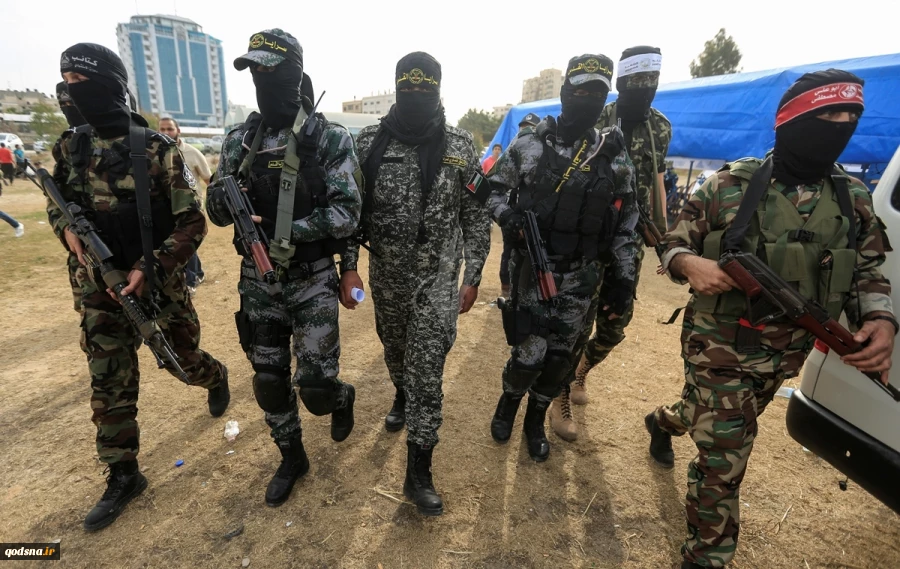 الأذرع العسكرية لفصائل المقاومة الفلسطينية خلال مؤتمر صحفي في غزة

 8