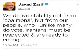 توئیت تازه وزیرامورخارجه در واکنش به ائتلاف سازی عربستان سعودی در منطقه؛

ما ثبات خود را نه از «ائتلاف‌ها» بلکه از مردم خود می‌گیریم