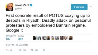 Trump 'cozying up' to despots behind Bahrain crackdown: Iran FM