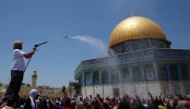 حضور پرشکوه هزاران نمازگزار فلسطینی در مسجد الاقصی