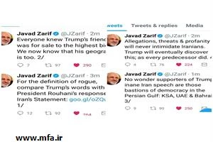 واکنش ظریف به اتهامات و تهدیدات ترامپ