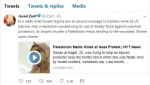 Zarif Slams Palestinian nurse murder in a tweet 2