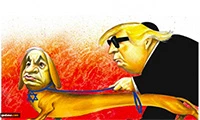کاریکاتور روزنامه آمریکایی نیویورک تایمز 

 "نتانیاهو سگ هدایت گر دونالد ترامپٍ "