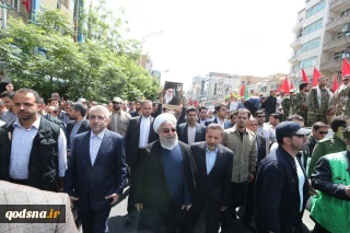 رئیس جمهور در راهپیمایی روز قدس؛

روز قدس روز تقابل همه مسلمانان در برابر متجاوزین عالم است/ معامله قرن قطعا به ورشکستگی قرن تبدیل شده و به نتیجه نمی رسد/ پیروزی نهایی از آن فلسطین است