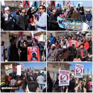 مقابل کنسولگری رژیم نیجریه برگزار شد:

تظاهرات مسلمانان درشهر ژوهانسبورگ آفریقای جنوبی در اعتراض به بازداشت زکزاکی