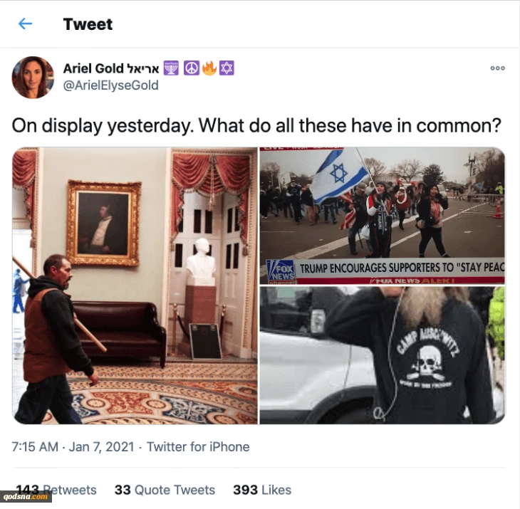 Anti-Israel groups and activists link Capitol Hill rioters with Israel and her supporters 3