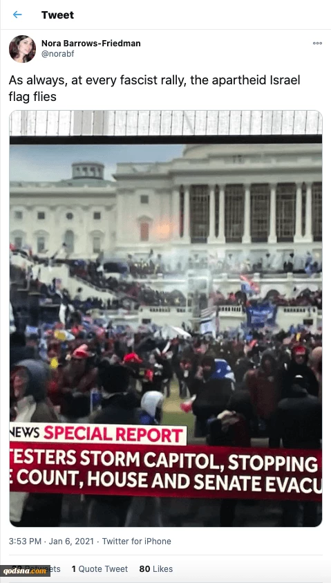 Anti-Israel groups and activists link Capitol Hill rioters with Israel and her supporters 7