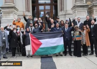 اهتزاز پرچم فلسطین در یکی از ایالات آمریکا برای نخستین بار