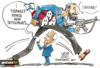 Cartoon: Israeli enemy maintaining its colonial settlement activities in Palestine