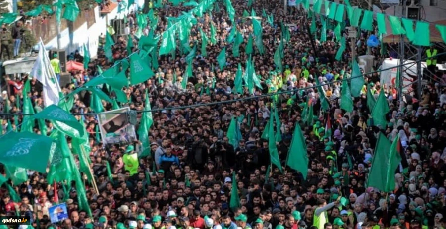 The Islamic Resistance Movement "Hamas" organized a massive rally in the northern Gaza Strip to celebrate its thirty-fourth anniversary.