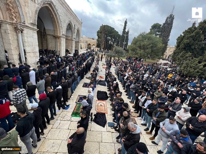 مشارکت 50 هزار فلسطینی در نماز جمعه مسجد الاقصی با وجود محدودیت‎ها (تصاویر)
 4