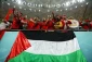 أسود الاطلس يحتفلون بالفوز رافعين العلم الفلسطيني