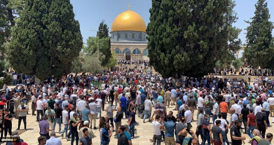 حضور هزاران فلسطینی در نماز جمعه مسجد مبارک الاقصی  2