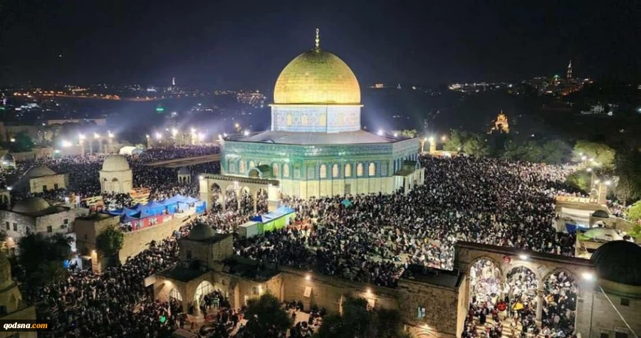 حضور باشکوه 280 هزار فلسطینی در نماز تراویح مسجد الاقصی  2