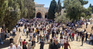 همزمان با روز عید غدیر صورت گرفت:

حضور 50 هزار فلسطینی در نماز جمعه مسجدالاقصی