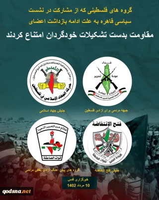 اینفوگرافی قدسنا/

گروه های فلسطینی که در نشست سیاسی قاهره شرکت نکردند