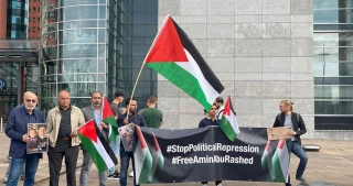 تجمع در دادگاه هلند برای آزادی رئیس کنفرانس فلسطینیان اروپا