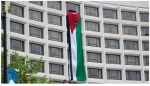 Protesters raise Palestinian flag at Harvard University