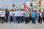 رئیس‌جمهور کوبا با چفیه در راهپیمایی حمایت از فلسطین در مقابل سفارت آمریکا 2