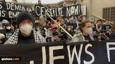 یهودیان حامی فلسطین یکی از ساختمان‌های مجلس کانادا را تصرف کردند 2