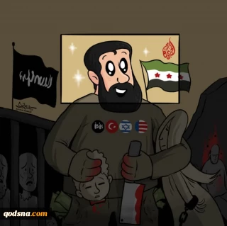 اثر جدید کاریکاتوریست یمنی کمال شرف با موضوع الجولانی سرکرده گروه تحریر الشام