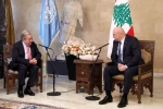 دیدار دبیر کل سازمان ملل و رئیس جمهور لبنان در بیروت 2
