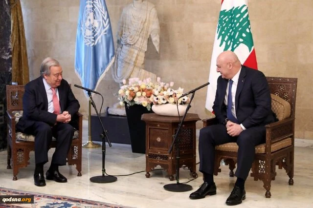 دیدار دبیر کل سازمان ملل و رئیس جمهور لبنان در بیروت 2