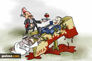 کاریکاتور/ غزه می‌سوزد، و خائنان می‌نوشند!