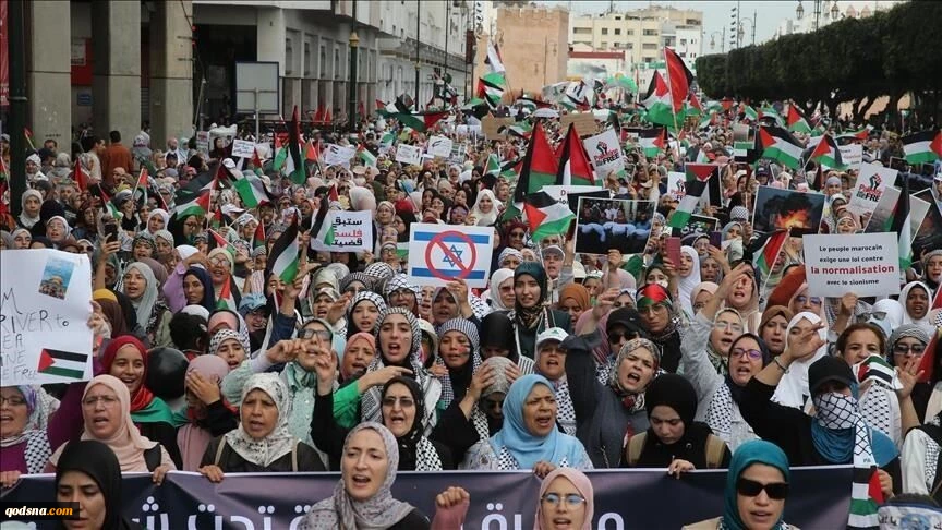 تظاهرات در ۵۸ شهر مغرب در حمایت از غزه 2