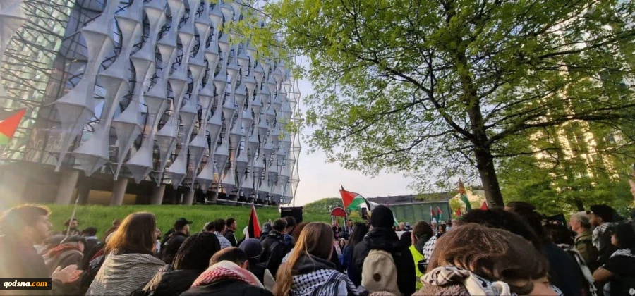تظاهرات انگلیسی ها حامی فلسطین در مقابل سفارت آمریکا در لندن 4