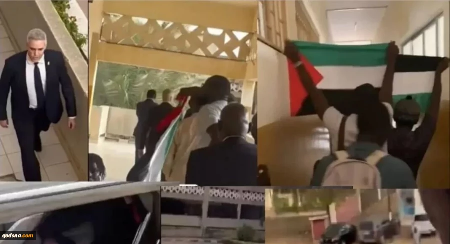 دانشجویان سنگالی سفیر رژیم اسرائیل را از دانشگاه بیرون کردند + فیلم 2
