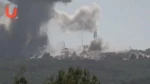 نمایی دیگر از حمله موشکی حزب الله به پایگاه نظامی جل العلم در شمال سرزمین های اشغالی با موشک برکان