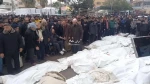 اقامه نماز بر پیکر شهدای اردوگاه البریج و المغازی